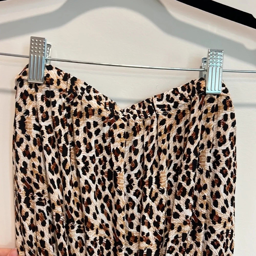 Leopard Print Wide Leg Jumpsuit Strapless Safari Summer Light Women’s Size Small - Picture 4 of 9